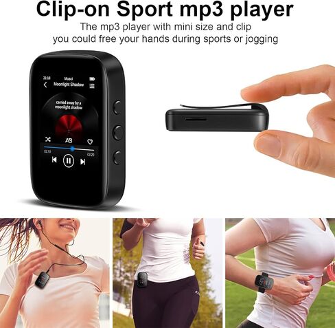 مشغل MP3 بلوتوث، مشغل موسيقى محمول مع راديو FM، مسجل صوت، مشغل صوت رقمي للكتب الإلكترونية مع ذاكرة داخلية 16 جيجابايت تدعم بطاقة TF حتى 128 جيجابايت in Saudi Arabia