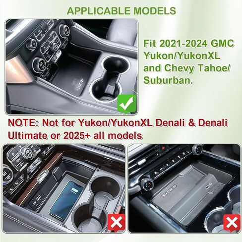 منظم وحدة التحكم المركزية متوافق مع الملحقات الداخلية 2021-2024 Chevy Tahoe/Suburban وGMC Yukon/YukonXL، وصينية تخزين مسند الذراع بغطاء مقصورة مخفية (ليس لموديلات Denali أو 2025) in Saudi Arabia