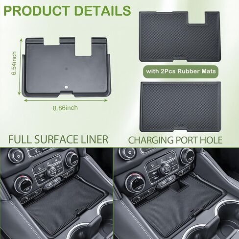 منظم وحدة التحكم المركزية متوافق مع الملحقات الداخلية 2021-2024 Chevy Tahoe/Suburban وGMC Yukon/YukonXL، وصينية تخزين مسند الذراع بغطاء مقصورة مخفية (ليس لموديلات Denali أو 2025) in Saudi Arabia