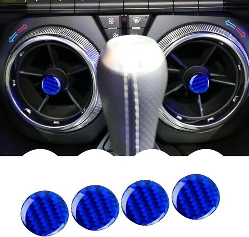 RUIANTE متوافق مع ملحقات داخلية لمنفذ مكيف الهواء من ألياف الكربون لوحدة التحكم المركزية لسيارة Camaro 2015 2016 2017 2018 2019 2020 2021 (4 قطع أزرق) in Kuwait