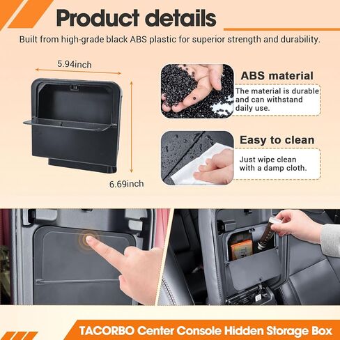 TACORBO Center Console Hidden Storage Organizer Compatible with Jeep Gladiator JT 2020-2024 and Jeep Wrangler JL/JLU 2018-2025, Wrangler 4XE One-Touch Armrest Hidden Secret Compartment Box in Saudi Arabia