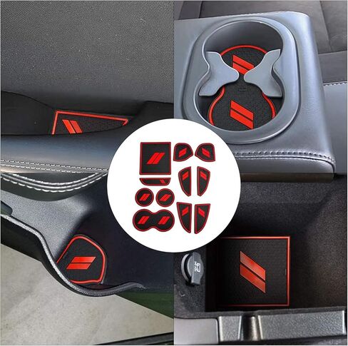 11 قطعة من بطانات حامل الأكواب المخصصة من jeseny، بطانات وحدة التحكم المركزية لجيب الباب لملحقات دودج تشالنجر 2015-2023، سجادات داخلية مضادة للغبار ووسادات مضادة للانزلاق (أحمر)، JEZH1000RE-11PC in Kuwait