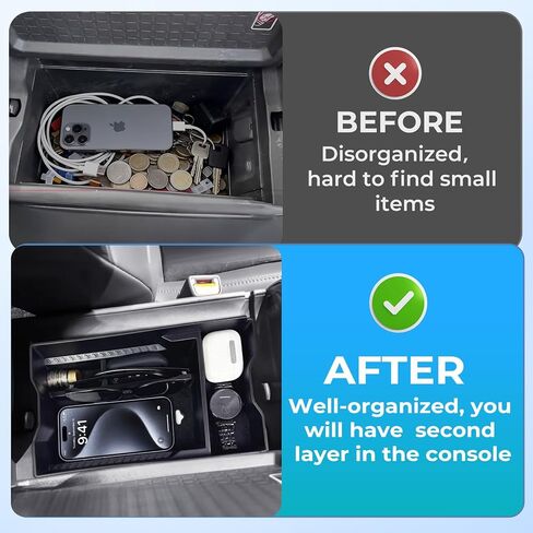 Center Console Organizer Tray Armrest Storage Box for Toyota RAV4 2026, Interior Accessories Insert Storage Tray for 2026 RAV 4, Black in Saudi Arabia