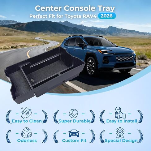 Center Console Organizer Tray Armrest Storage Box for Toyota RAV4 2026, Interior Accessories Insert Storage Tray for 2026 RAV 4, Black in Saudi Arabia
