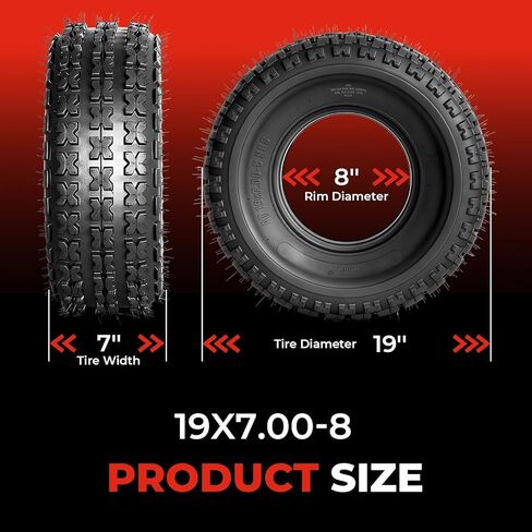 مجموعة من 4 إطارات ATV/UTV 19x7-8 أمامية و18x9.5-8 خلفية لجميع التضاريس، 19x7x8 و18x9.5x8,4 طبقات، مداس غير اتجاهي، بدون أنبوب in Kuwait
