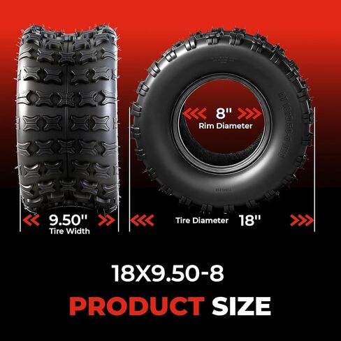 مجموعة من 4 إطارات ATV/UTV 19x7-8 أمامية و18x9.5-8 خلفية لجميع التضاريس، 19x7x8 و18x9.5x8,4 طبقات، مداس غير اتجاهي، بدون أنبوب in Kuwait