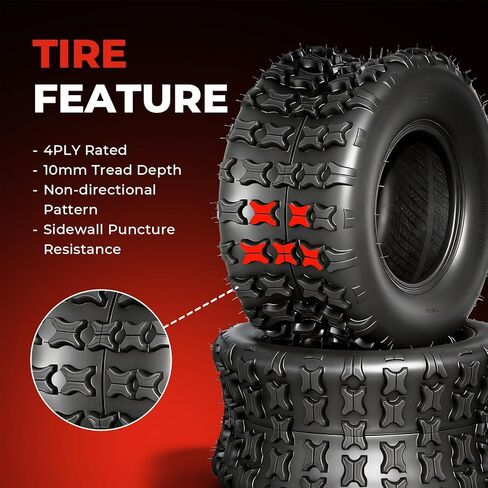 مجموعة من 4 إطارات ATV/UTV 19x7-8 أمامية و18x9.5-8 خلفية لجميع التضاريس، 19x7x8 و18x9.5x8,4 طبقات، مداس غير اتجاهي، بدون أنبوب in Kuwait