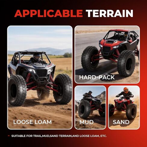 مجموعة من 4 إطارات ATV/UTV 19x7-8 أمامية و18x9.5-8 خلفية لجميع التضاريس، 19x7x8 و18x9.5x8,4 طبقات، مداس غير اتجاهي، بدون أنبوب in Kuwait