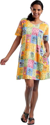 LA CERA Women's Casual Cotton Knit Summer Dress, A-Line Hem, Scoop Neckline, Short Sleeves with Side Pockets in Saudi Arabia