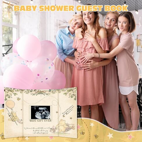 Winnie Baby Shower Guest Book, Winnie Baby Shower Signature Board, The Pooh Guest Books to Sign in, Boy or Girl Welcome Signature Memory Books Gifts for Girls Creative in Saudi Arabia