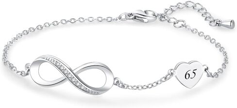 Silver Infinity Bracelet Heart Charm Birthday Jewelry Gifts for Daughter Women Mom Sister Wife Auntie Niece Granddaughter Grandma Best Friend Adjustable Chain Lucky Number in Saudi Arabia