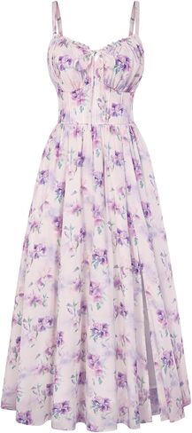 Scarlet Darkness Floral Dress for Women 2026 Corset Milkmaid Sundress Wedding Guest Dresses in Saudi Arabia