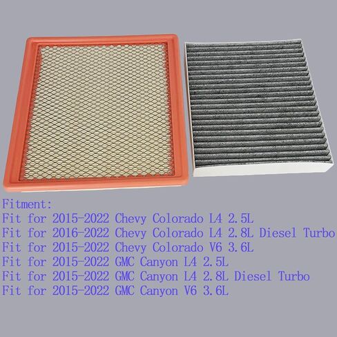 Engine & Cabin Air Filter Fit for 2015-2022 Chevy Colorado, Fit for 2015-2022 GMC Canyon, 2.5L 2.8L 3.6L, Replace 94775933 23135671 in Kuwait
