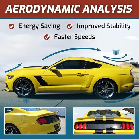 Rear Trunk Spoiler Compatible with 2015-2022 Mustang, H Style Spoiler Wing Triple Yellow (Color Code: H3) in Saudi Arabia