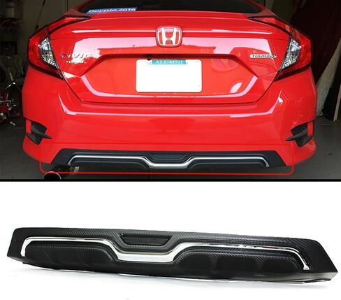 Carbon-Look Texture Chrome Rear Bumper Diffuser Compatible with 2016-2018 Honda Civic 4 Door Sedan in Saudi Arabia