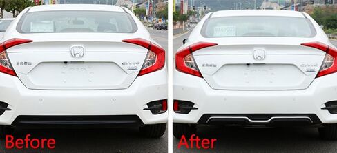 Carbon-Look Texture Chrome Rear Bumper Diffuser Compatible with 2016-2018 Honda Civic 4 Door Sedan in Saudi Arabia