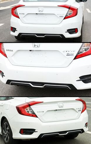 Carbon-Look Texture Chrome Rear Bumper Diffuser Compatible with 2016-2018 Honda Civic 4 Door Sedan in Saudi Arabia