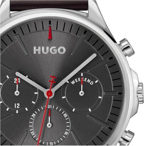 ساعة HUGO #Smash المتعددة للرجال - هيكل من الفولاذ المقاوم للصدأ، حركة متعددة الوظائف، تصميم أنيق وممتع، دقة الكوارتز، جريئة للاستخدام اليومي - هدية له in Saudi Arabia