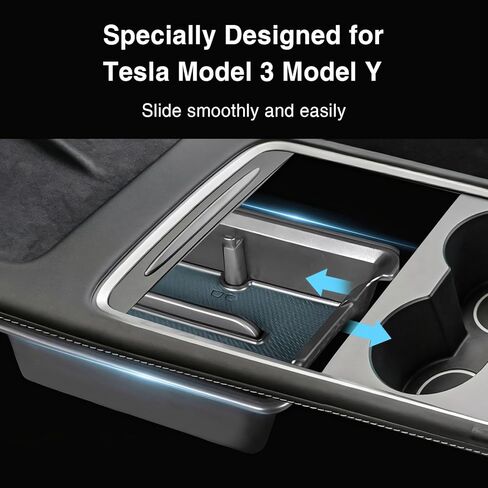 صينية تنظيم وحدة التحكم المركزية متوافقة مع طراز Tesla 3/Y 2023 2022 2021 فتحة صندوق تخزين مركزي لملحقات سيارة Tesla صندوق تخزين درج مخفي (قطعتان شفافتان) in Kuwait
