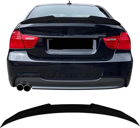 IKON MOTORSPORTS, Trunk Spoiler Compatible with 2006-2011 BMW E90 3-Series & M3 Sedan 323i 325i 328i 330i 335i xDrive, Gloss Black PSM Style ABS Plastic Rear Trunk Lid Spoiler Wing Lip in Saudi Arabia