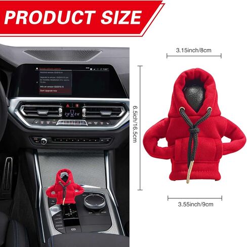 غطاء هوديي لناقل الحركة - إكسسوارات السيارة المضحكة والديكور الداخلي، هودي صغير ناعم لمقبض ناقل الحركة، غطاء ناقل الحركة اللطيف للسيارات، هدية ديكور السيارة الحمراء للرجال والنساء in Kuwait