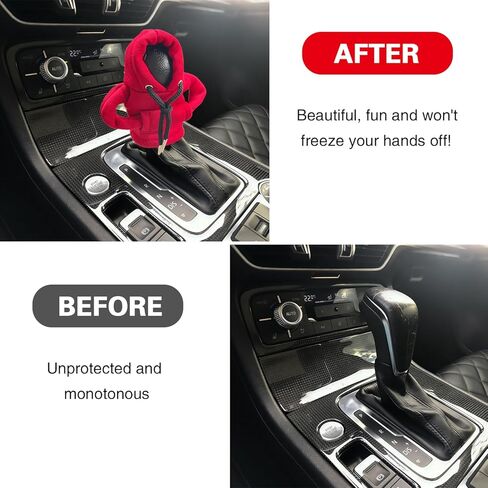 غطاء هوديي لناقل الحركة - إكسسوارات السيارة المضحكة والديكور الداخلي، هودي صغير ناعم لمقبض ناقل الحركة، غطاء ناقل الحركة اللطيف للسيارات، هدية ديكور السيارة الحمراء للرجال والنساء in Kuwait