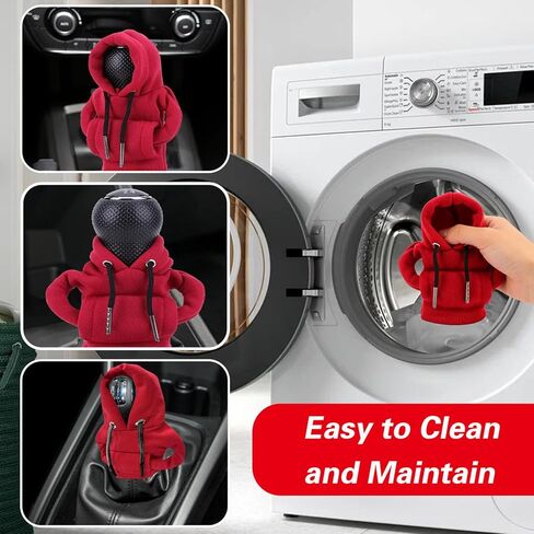 غطاء هوديي لناقل الحركة - إكسسوارات السيارة المضحكة والديكور الداخلي، هودي صغير ناعم لمقبض ناقل الحركة، غطاء ناقل الحركة اللطيف للسيارات، هدية ديكور السيارة الحمراء للرجال والنساء in Kuwait