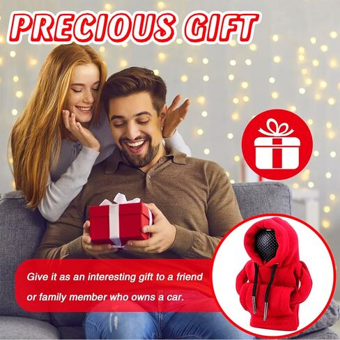 غطاء هوديي لناقل الحركة - إكسسوارات السيارة المضحكة والديكور الداخلي، هودي صغير ناعم لمقبض ناقل الحركة، غطاء ناقل الحركة اللطيف للسيارات، هدية ديكور السيارة الحمراء للرجال والنساء in Kuwait