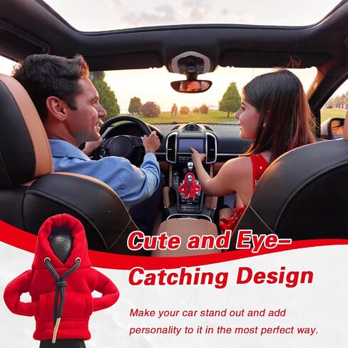 غطاء هوديي لناقل الحركة - إكسسوارات السيارة المضحكة والديكور الداخلي، هودي صغير ناعم لمقبض ناقل الحركة، غطاء ناقل الحركة اللطيف للسيارات، هدية ديكور السيارة الحمراء للرجال والنساء in Kuwait