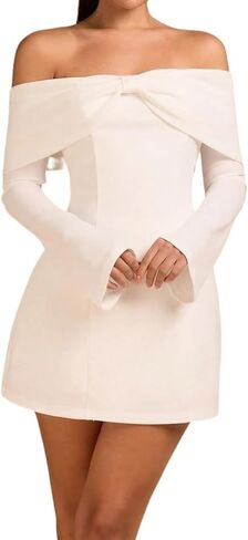 Women's Plain Off-Shoulder Bodycon A Line Dress Vacation Dresses for Women in Saudi Arabia