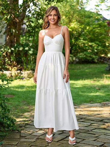 Summer Floral Maxi Dress Boho Lace Up Spaghetti Strap V Neck Beach Vacation Long Dresses for Women 2026 in Kuwait