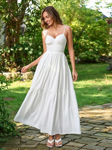 Summer Floral Maxi Dress Boho Lace Up Spaghetti Strap V Neck Beach Vacation Long Dresses for Women 2026 in Kuwait