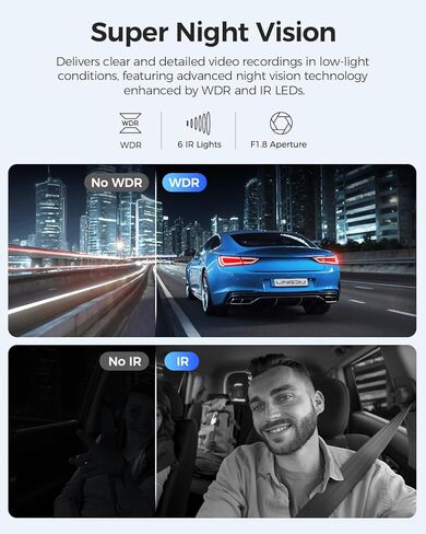 LD08 5K 3 Channel Dash Cam with 128GB eMMC, ADAS, Dashcam Front and Rear Insided with 5GHz WiFi GPS, Voice Control Night Vision G-Sensor Car Camera, 24H Parking Mode Loop Recording Driving Recorder in Kuwait