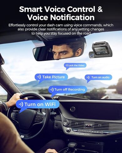 LD08 5K 3 Channel Dash Cam with 128GB eMMC, ADAS, Dashcam Front and Rear Insided with 5GHz WiFi GPS, Voice Control Night Vision G-Sensor Car Camera, 24H Parking Mode Loop Recording Driving Recorder in Kuwait