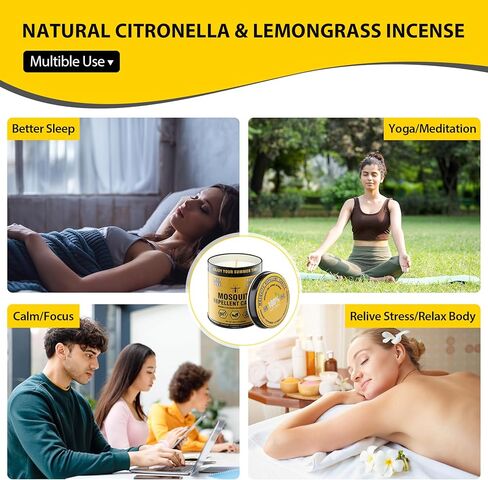 Mosquito Repellent Candle – Plant-Based Essential Oils with Citronella, Lemongrass & Rosemary – Outdoor Use in Saudi Arabia