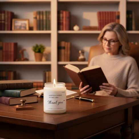 شمعة هدية شكرًا للنساء - هدايا تقدير معطرة باللافندر للمعلمين وزملاء العمل والرئيس - شمعة شمع الصويا الطبيعي مع صندوق هدايا (عيد الميلاد/المضيفة/تقدير المعلم) in Saudi Arabia