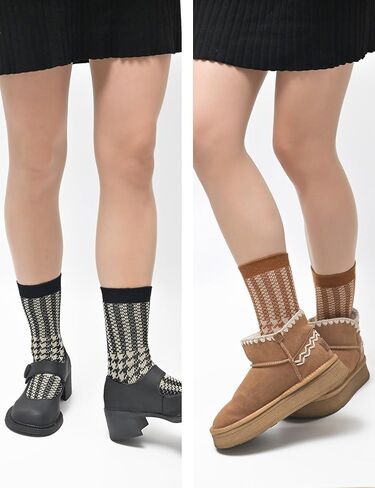 Thin Merino Wool Crew Socks for Women-Warm Soft Cute Boot Socks, Casual Gift, 4 Pairs(Size 5-10) in Saudi Arabia