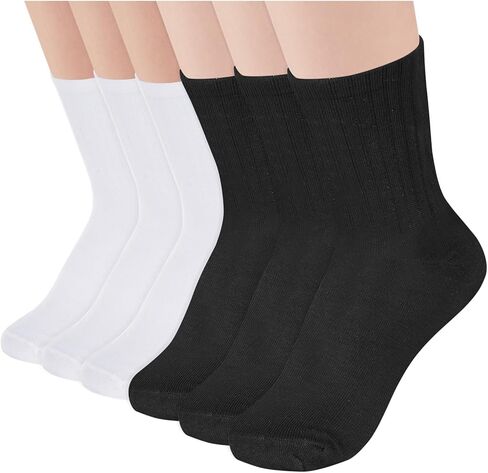 Fengek 6 Pairs Women's Crew Socks - Calf High Tube & Ankle High Workout Gym Socks, Soft Tall Casual for Daily Use in Saudi Arabia