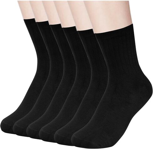 Fengek 6 Pairs Women's Crew Socks - Calf High Tube & Ankle High Workout Gym Socks, Soft Tall Casual for Daily Use in Saudi Arabia