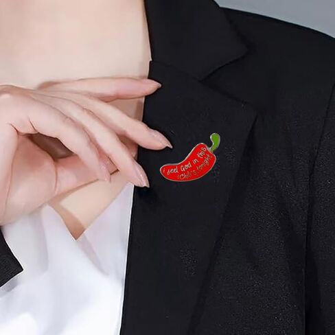 Red Chili Pepper Enamel Brooch for Women Men Funny I Feel God in This Chili's Tonight Words Pam Office TV Show Badge Brooches Pins Novelty Vegetable Food Lapel Pin Backpacks Clothes Bags Jackets Hat in Saudi Arabia