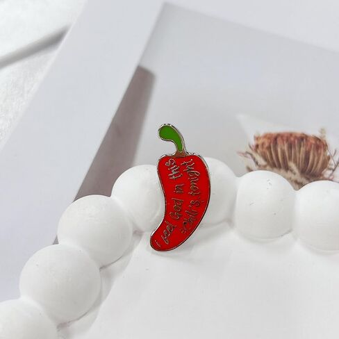 Red Chili Pepper Enamel Brooch for Women Men Funny I Feel God in This Chili's Tonight Words Pam Office TV Show Badge Brooches Pins Novelty Vegetable Food Lapel Pin Backpacks Clothes Bags Jackets Hat in Saudi Arabia