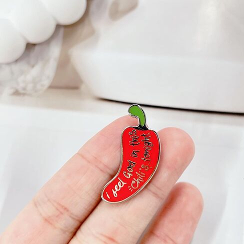 Red Chili Pepper Enamel Brooch for Women Men Funny I Feel God in This Chili's Tonight Words Pam Office TV Show Badge Brooches Pins Novelty Vegetable Food Lapel Pin Backpacks Clothes Bags Jackets Hat in Saudi Arabia