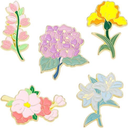 Violet Lily Flowers Brooch Colorful Plant Enamel Pin Cartoon Plant Enamel Pins Gift for Women Girls Colorful Flowers Brooch Badge Pins for Dress Corsage Jackets Backpacks in Saudi Arabia