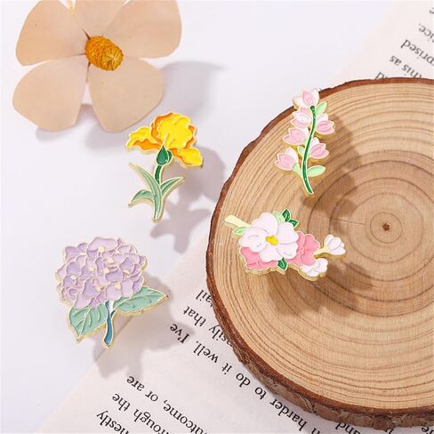 Violet Lily Flowers Brooch Colorful Plant Enamel Pin Cartoon Plant Enamel Pins Gift for Women Girls Colorful Flowers Brooch Badge Pins for Dress Corsage Jackets Backpacks in Saudi Arabia