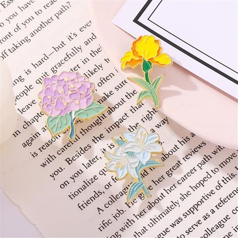 Violet Lily Flowers Brooch Colorful Plant Enamel Pin Cartoon Plant Enamel Pins Gift for Women Girls Colorful Flowers Brooch Badge Pins for Dress Corsage Jackets Backpacks in Saudi Arabia