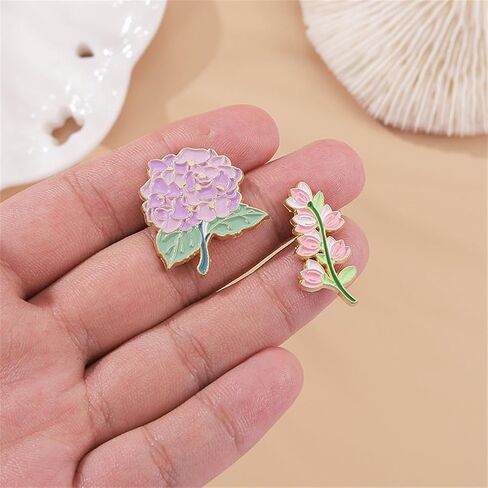 Violet Lily Flowers Brooch Colorful Plant Enamel Pin Cartoon Plant Enamel Pins Gift for Women Girls Colorful Flowers Brooch Badge Pins for Dress Corsage Jackets Backpacks in Saudi Arabia