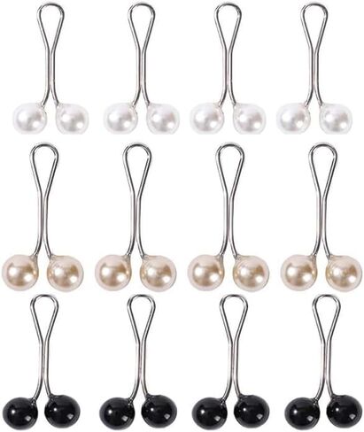 12pcs Multicolor Headscarf Pearl Pins Clips- U Shape Lady Muslim Scarf Shawl Clips-Scarf Shawl Clips Scarf Brooches Pin Jewelry Accessories-Women's Brooches and Pins(4Black&4White&4Gold) in Kuwait