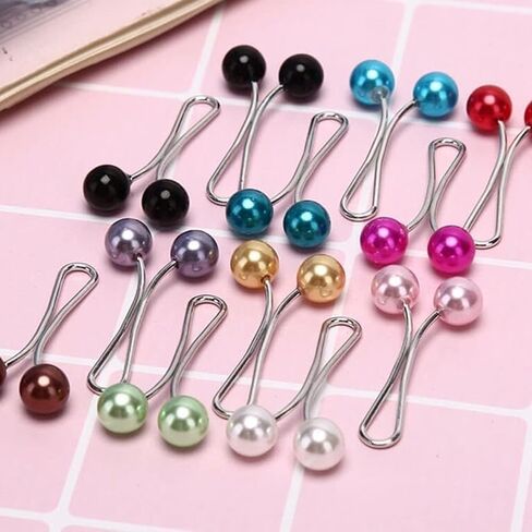 12pcs Multicolor Headscarf Pearl Pins Clips- U Shape Lady Muslim Scarf Shawl Clips-Scarf Shawl Clips Scarf Brooches Pin Jewelry Accessories-Women's Brooches and Pins(4Black&4White&4Gold) in Kuwait