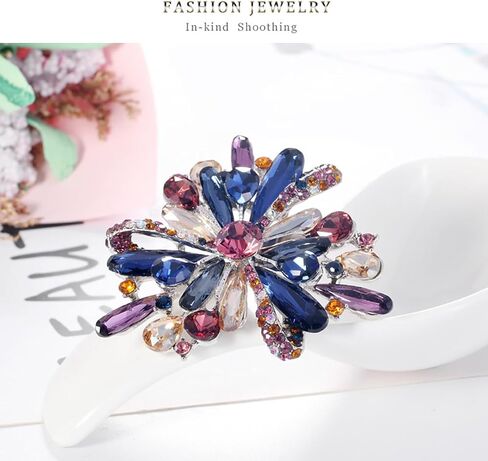 Rhinestone Brooch for Women Blue Crystal Flower Brooch Pin Vintage Rhinestone Floral Brooch Elegant Clothing Hat Bag Accessories Christmas Birthday Party Jewelry in Saudi Arabia