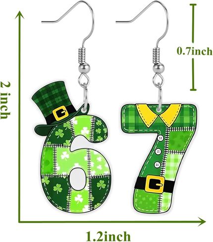 67 Earrings for Women,ST Patricks Day Accessories,2026 ST Patricks Earrings for Her,Easter Basket Essentials in Kuwait